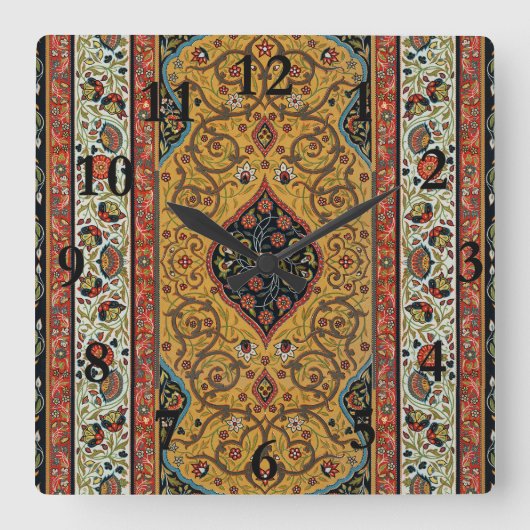 Persischer Teppichboden Elegantes Design Quadratische Wanduhr (Vorderseite)