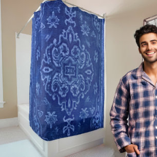 Persischer Teppichboden in blau Duschvorhang