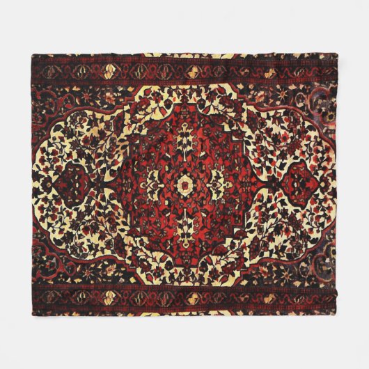 Persischer Teppichboden in dunkelrot und cremefarb Fleecedecke (Vorderseite (Horizontal))