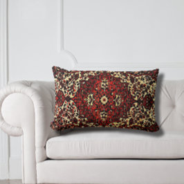 Persischer Teppichboden in dunkelrot und cremefarb Lendenkissen