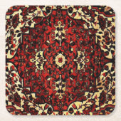 Persischer Teppichboden in dunkelrot und cremefarb Rechteckiger Pappuntersetzer (Vorderseite)