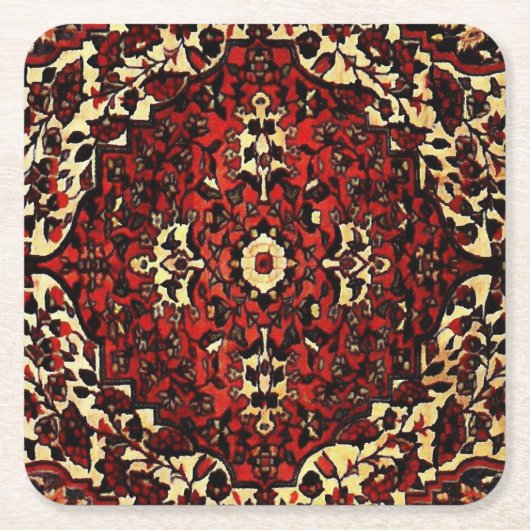Persischer Teppichboden in dunkelrot und cremefarb Rechteckiger Pappuntersetzer (Vorderseite)