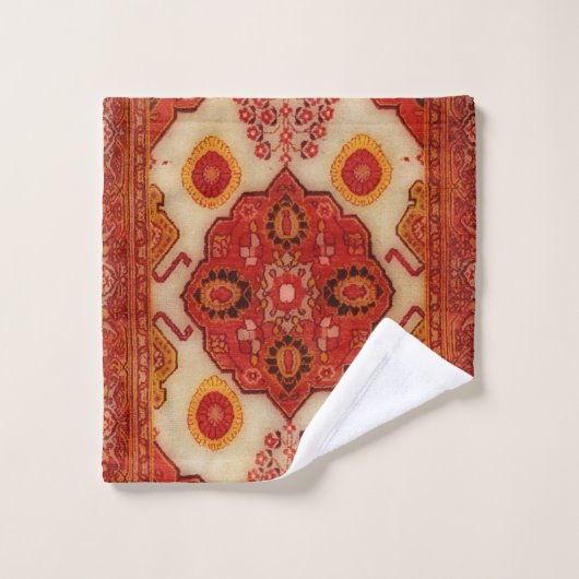 Persischer Teppichboden in Kupferfarbe Badhandtuch Set (Waschlappen)