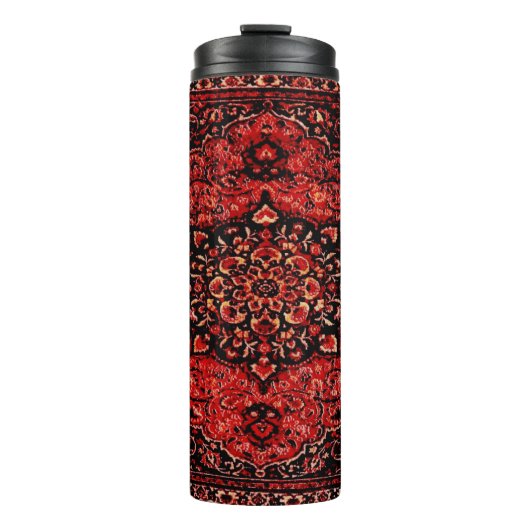 Persischer Teppichboden in Rose getönt Feld Thermosbecher (Vorderseite)