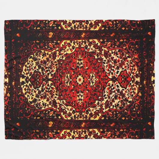 Persischer Teppichboden in Rot und Creme Fleecedecke (Vorderseite (Horizontal))