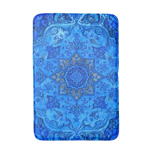 Persischer Teppichstil in der Blues Badematte (Vorderseite Vertikal)