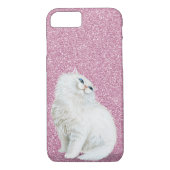 Persischer Weißkatze auf rosa Glitzer Case-Mate iPhone Hülle (Rückseite)