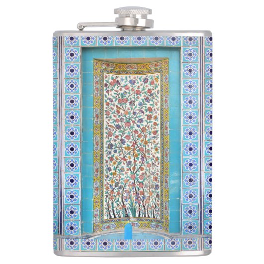 Persisches aufwändiges Kachelmaul Flachmann (Vorderseite)