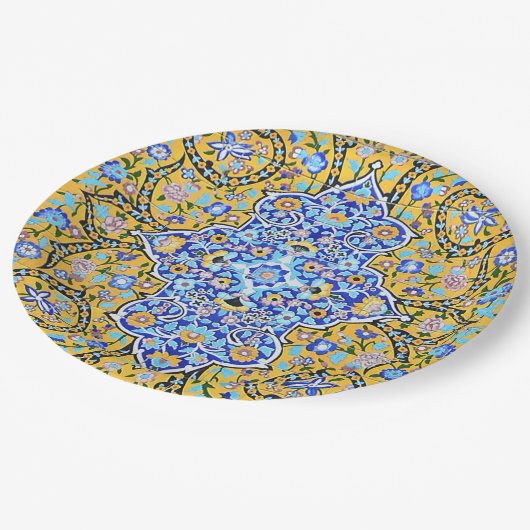 Persisches aufwändiges Kachelmaul Pappteller (Schrägansicht)