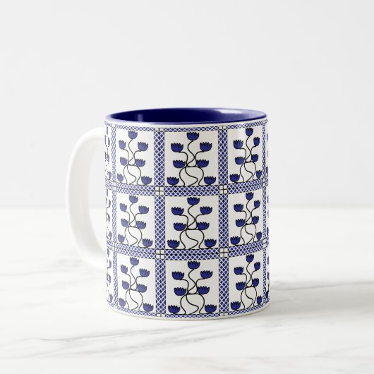 Persisches Blumenmuster aus asiatischen Blumen Zweifarbige Tasse (Vorderseite Links)