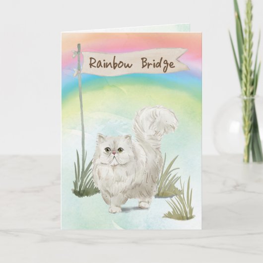 Persisches Cat Pet Beileid über Rainbow Bridge Karte (Vorderseite)