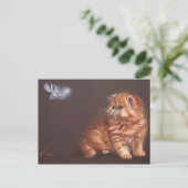 Persisches Kätzchen und Feder Postkarte (Stehend Vorderseite)