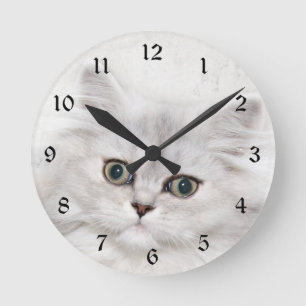 Persisches Kätzchengesicht Runde Wanduhr