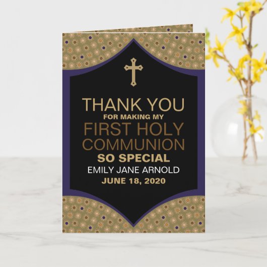 Persisches Muster, Erste Heilige Kommune Danke Karte (Gelbe Blume)