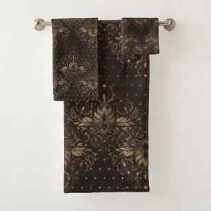 Persisches orientalisches Musterholz und -gold Badhandtuch Set