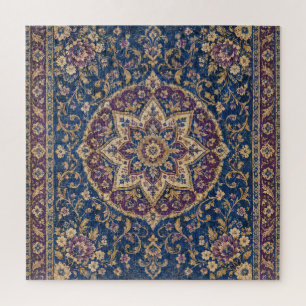 Persisches Puzzle Royalblau Vintage-Blumenkunst