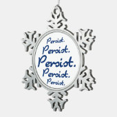 Persist Pattern Blue Snowflake Hannukah Schneeflocken Zinn-Ornament (Rechts)