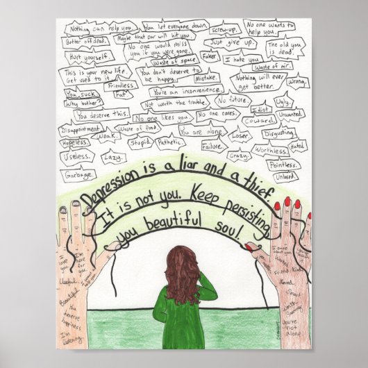 Persistent behalten (Depression) 8,5 x 11 Poster (Vorne)