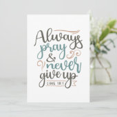 Persistentes Gebet - Luke 18:1 Christliches Design Dankeskarte (Stehend Vorderseite)