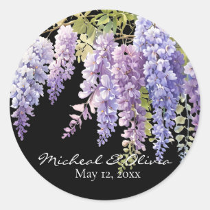 Persoanlize lila Aquarellwisteria Bloral Runder Aufkleber