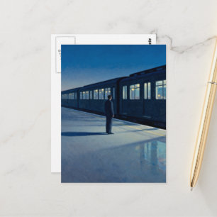 Person am alten Bahnhof Postkarte