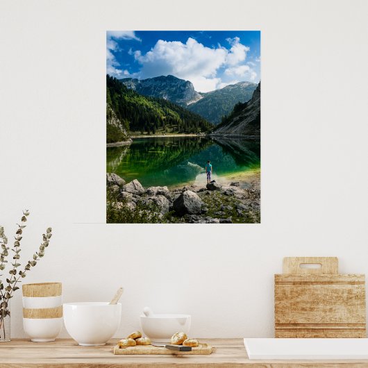 Person am Bergsee Poster (Küche)
