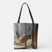 Person auf brauner Schaukel Tasche (Rückseite)