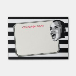 Person, die auf schwarzen Streifen auf irgendeiner Post-it Klebezettel