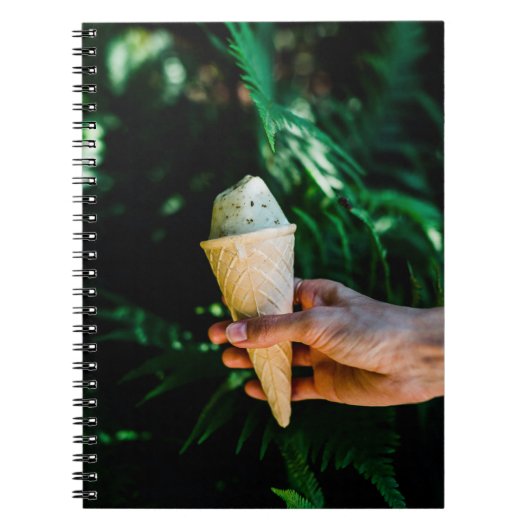 Person, die Eis hält Notizblock (Vorderseite)