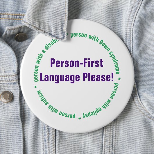 Person First Language Button (Beispiel)