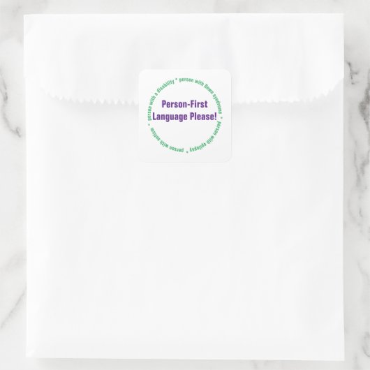 Person First Language Quadratischer Aufkleber (Tasche)