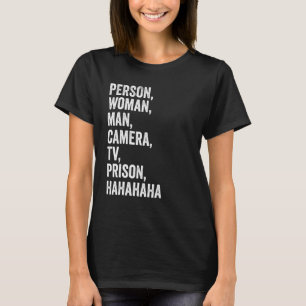 Person Frau Mann Kamera Fernsehen Gefängnis T-Shirt