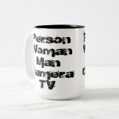 Person, Frau, Mann, Kamera, Fernsehen Zweifarbige Tasse (Vorderseite Links)
