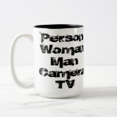 Person, Frau, Mann, Kamera, Fernsehen Zweifarbige Tasse (Links)