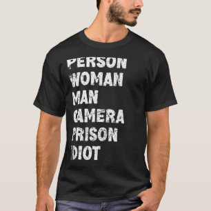 Person Frau Mann Kamera Gefängnis Idiot Retro Vint T-Shirt