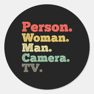 Person Frau Mann Kamera Tv Retro Vintage Runder Aufkleber