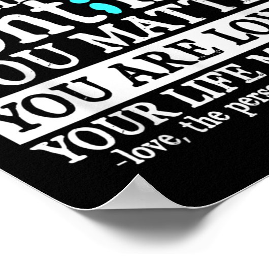 Person hinter mir Selbstmordprävention & Depre Poster (Ecke)