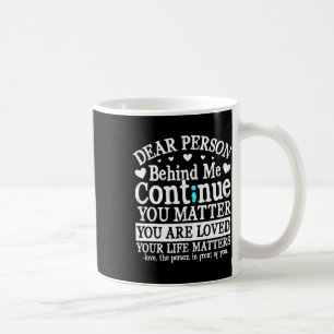 Person hinter mir Suizidprävention und -depression Kaffeetasse