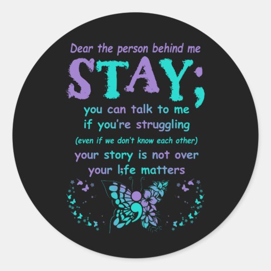 Person hinter Suizidprävention Depression Awaren Runder Aufkleber (Vorderseite)