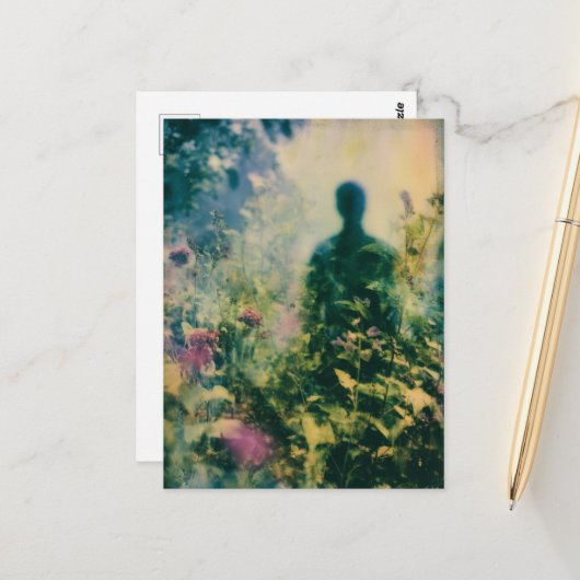 Person im Garten Abstrakt Postkarte (Vorderseite/Rückseite Beispiel)
