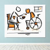 Person im Rollstuhl. Zuhause Leinwanddruck (Insitu (Holzboden))