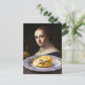 Person in der Malerei mit Blick auf Essen Postkarte (Stehend Vorderseite)