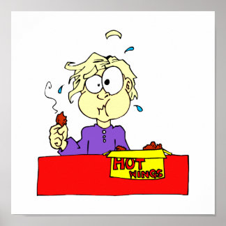 Person isst Hot Flügel Cartoon HOT Poster