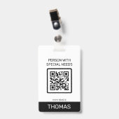 Person mit besonderen Bedürfnissen QR-Code und and Ausweis (Vorderseite mit Clip)