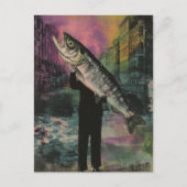 Person mit einem Riesenfisch Postkarte (Vorderseite)