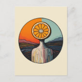 Person mit einer Orange als Kopf Postkarte (Vorderseite)