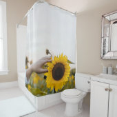 Person mit Sonnenblume Duschvorhang (Beispiel)