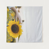 Person mit Sonnenblume Wandteppich (Vorderseite (Horizontal))