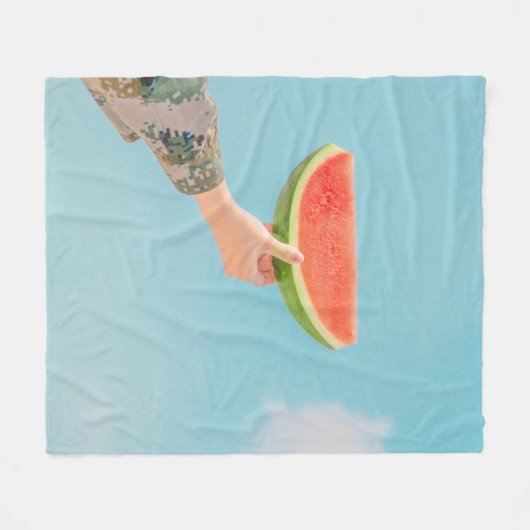 Person mit Wassermelone in Scheiben Fleecedecke (Vorderseite (Horizontal))