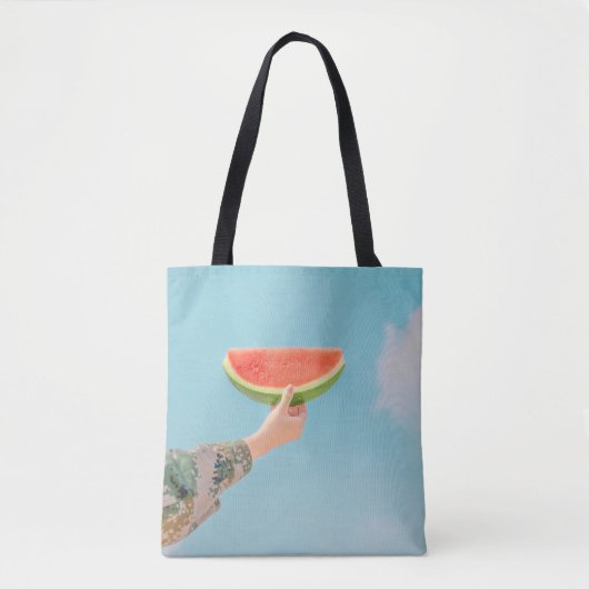 Person mit Wassermelone in Scheiben Tasche (Vorderseite)